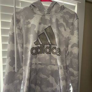 Adidas boys XL 18/20 Hoodie white grey camo